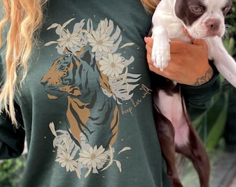 Tigerns år kinesiskt nyår grafisk tiger tigergrafik t-shirt tropisk djungel vintage t-shirt få dem tiger