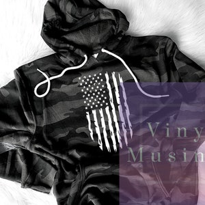 American Flag Black Camo Hoodie flag Sweatshirt Gift for him Gift for her Dad hoodie Black and gray Camo hoodie image 1