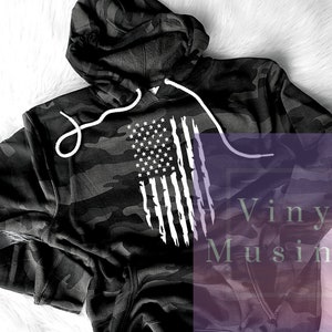 American Flag Black Camo Hoodie | flag Sweatshirt | Gift for him | Gift for her | Dad hoodie | Black and gray Camo hoodie