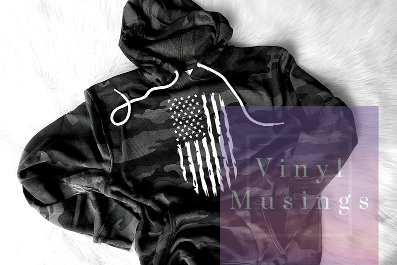 American Flag Black Camo Hoodie flag Sweatshirt Gift for him Gift for her Dad hoodie Black and gray Camo hoodie image 1