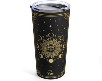 The Sun Tarot Witchy tumbler Tarot Tumbler Witch tumbler Travel mug Occult coffee Fortune Teller Mystical aesthetic Tarot Card