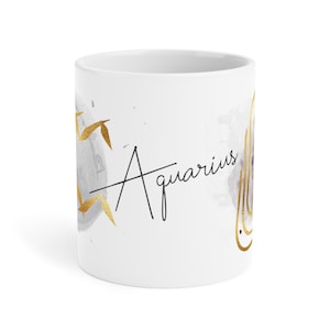 Aquarius Coffee Mug, two sided mug, Zodiac Mug, Aquarius gift, watercolor mug, 11oz,15oz or 20 oz coffee mugs
