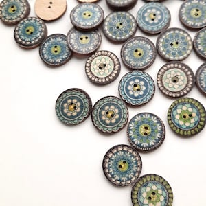 8-pack+ Vintage-Look Buttons, Decorative Wood Buttons, Craft Buttons