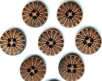 NOTE 3 WEEK DELAY - 8-pack+ Black Wooden Floral Buttons, Decorative Wood Buttons, Craft Buttons