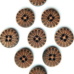 8-pack+ Black Wooden Floral Buttons, Decorative Wood Buttons, Craft Buttons