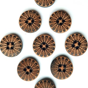 Botones florales de madera negros: paquete de 8, suministros decorativos para manualidades