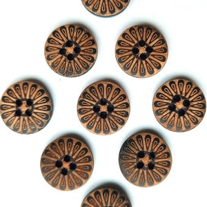 NOTE 3 WEEK DELAY - 8-pack+ Black Wooden Floral Buttons, Decorative Wood Buttons, Craft Buttons