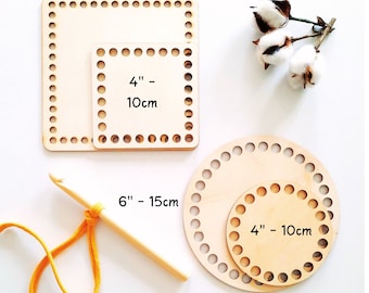Wood Basket Bases, Round Crochet Base, Square Bottom