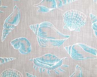 2 yards - Beach Themed Shell Print Fabric, Home Decorator Fabric