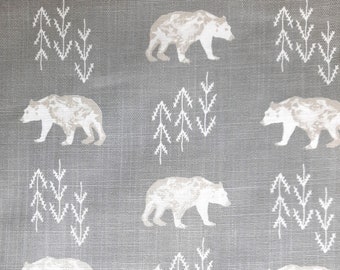 3 yrds - Gray Bear Print, Lightweight Home Decorator Fabric