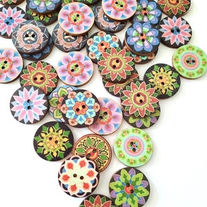 NOTE 3 WEEK DELAY - 8-pack+ Vintage-Look Buttons, Decorative Wood Buttons, Craft Buttons