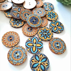 NOTE 3 WEEK DELAY - 8-pack+ Vintage-Look Buttons, Decorative Wood Buttons, Craft Buttons