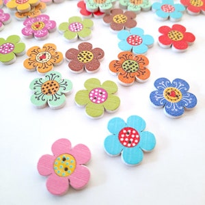 Sweet Flower Wood Buttons: Scrapbooking, Sewing, Crafts (8-pack+)