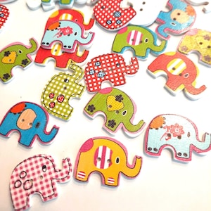 8-pack+ Elephant Buttons, 2-hole Wood Decorative Buttons