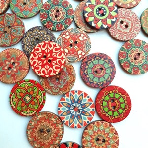 8-pack+ Vintage-Look Buttons, Decorative Wood Buttons, Craft Buttons