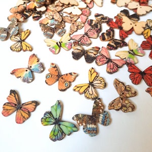 450!- Butterfly Buttons, Decorative Wood Buttons, Craft Buttons