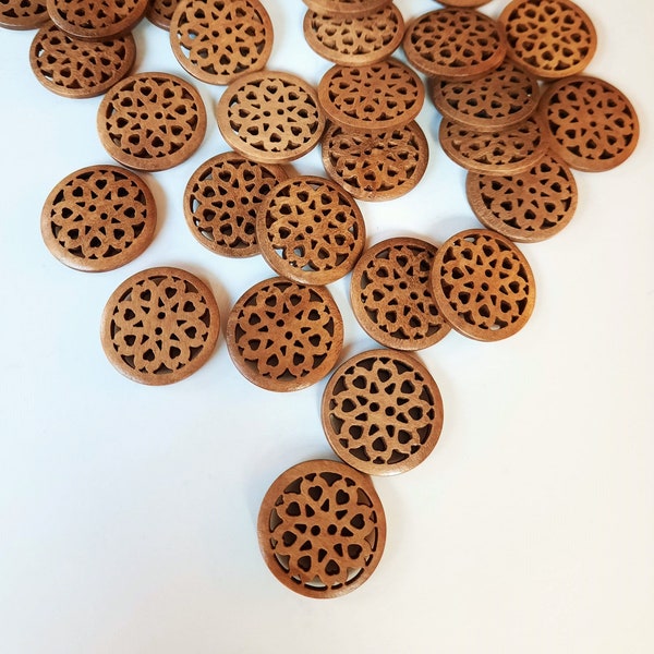 8-pk+1" Natural Wooden laser cut Buttons, Decorative Wood Buttons, Craft Buttons