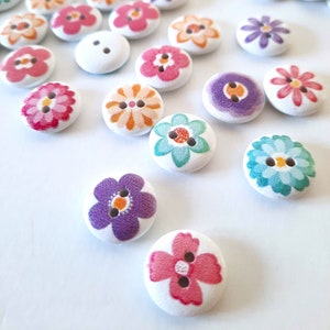 Sweet Flower Wood Buttons: Scrapbooking & Sewing Embellishments (8-pack+)