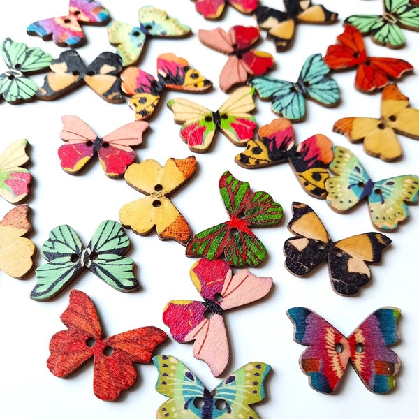 NOTE 3 WEEK DELAY - 8-pack+ Butterfly Buttons, Decorative Wood Buttons, Craft Buttons