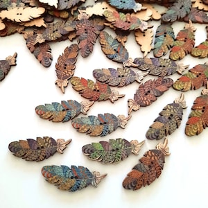 8-pack+ Wood Feather Buttons, Boho Feather Buttons, Craft Buttons - Etsy