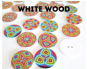 Vibrant Colorful Wood Buttons: 8-Pack Decorative Craft Supplies