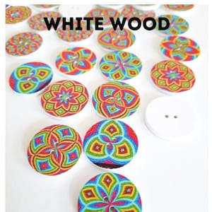 Botones de madera de colores vibrantes: paquete de 8 suministros decorativos para manualidades