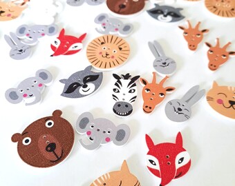 NOTE 3 WEEK DELAY - 8-pack+ Animal Buttons, Decorative Wood Buttons, Craft Buttons