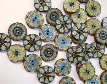 Round edge olive wooden buttons, 15mm, 18mm, 20mm, Made in Italy