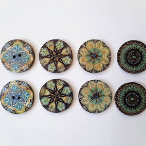 8-pack Patterned Buttons, Decorative Wood Buttons, Craft Buttons image 8