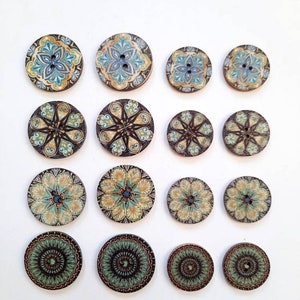 NOTE 3 WEEK DELAY 8-pack Patterned Buttons, Decorative Wood Buttons, Craft Buttons image 9