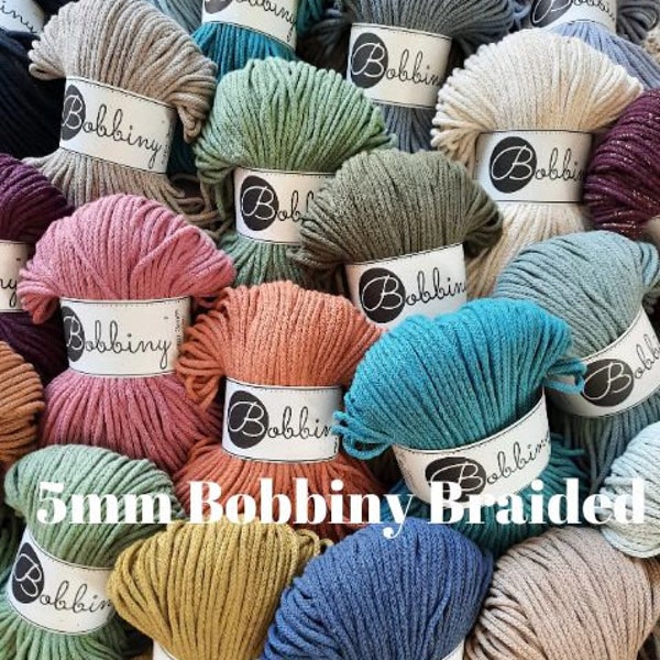 3 WEEK mailing DELAY - Freeship within USA over 35.00 dollars!  5mm Bobbiny Braided Cord, Crochet Yarn