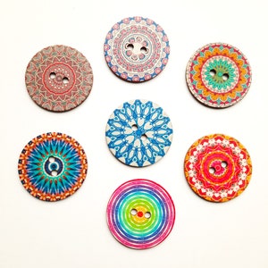 NOTE 3 WEEK DELAY - 5-Pack Huge! 50mm (2")  Decorative Wood Buttons, Craft Buttons