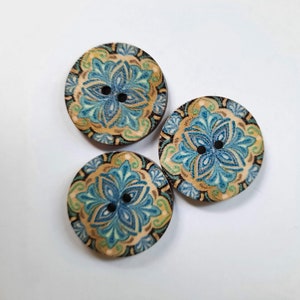 NOTE 3 WEEK DELAY 8-pack Patterned Buttons, Decorative Wood Buttons, Craft Buttons image 7