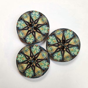 NOTE 3 WEEK DELAY 8-pack Patterned Buttons, Decorative Wood Buttons, Craft Buttons image 4