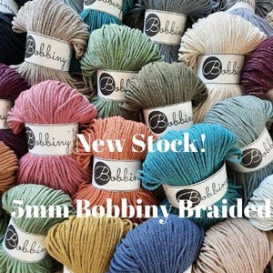 Freeship within usa over 35.00 dollars!  5mm Bobbiny Braided Cord, Crochet Yarn