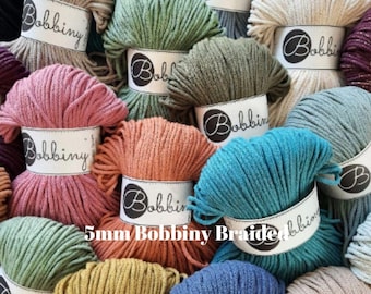 5mm Bobbiny Braided Cord, Crochet Yarn