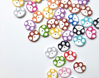 NOTE MAILING DELAY - 8pk+ Dog Paw Buttons, Decorative Wood Buttons, Craft Buttons