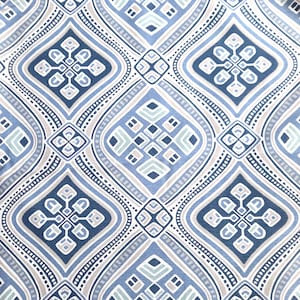 Boho Print Canvas Fabric: Blue, Beige, Seafoam Green - 3 Yards
