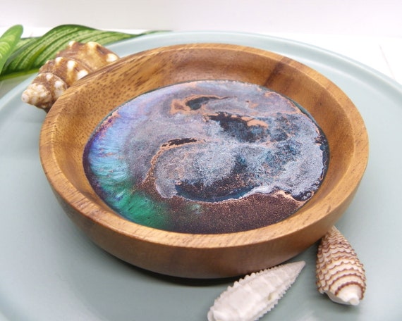 Resin Accessories Bowl Resin Art, Ocean-inspired, Acacia Wood,  Beach-inspired, Gifts for Beach Lovers and Nature Lovers 