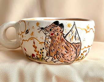 Handmade Ceramic Fox Mug / Cute Coffee Mug / Modern Tea Cup / Gift for Coffee Lovers