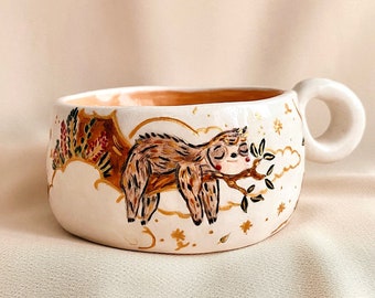 Handmade Ceramic Sloth Mug / Cute Coffee Mug / Modern Tea Cup / Gift for Coffee Lovers