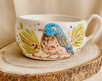 Handmade Ceramic Bird Mug / Pretty Coffee Mug / Modern Tea Cup / Gift for Coffee Lovers