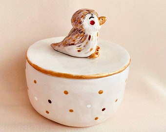 Unique Handmade Jewelry Box - Ceramic Trinket Pot - Round Jewelry Box - Ceramic Accessories - Gift for Her