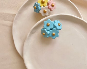 Handmade Ceramic Floral Trinket Dish: Pastel Jewelry Holder