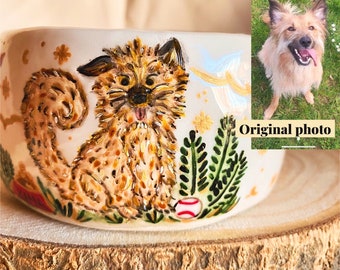 Taza retrato de mascota personalizada, taza de cerámica hecha a mano/ Taza de perro y gato/ Regalo para dueño de mascota/ HECHO POR ENCARGO