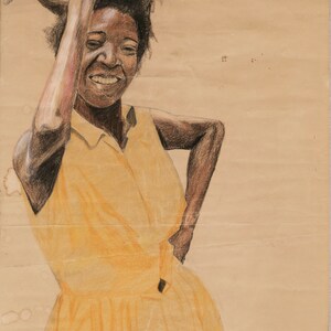Lady in Yellow Dress Art Print – Vintage Style Female Portrait