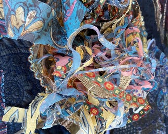 Curated Silk Fabric Scraps - Slow Stitching - Junk Journal Snippets - Crazy Quilt Remnants - Reclaimed Textile Art Supply - Mystery Bundle