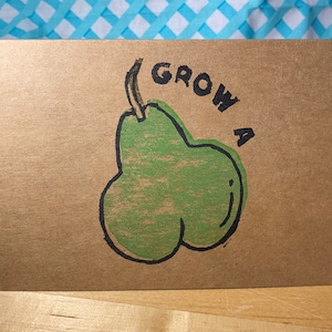 Grow A Pear Block Print Greeting Card - Blank