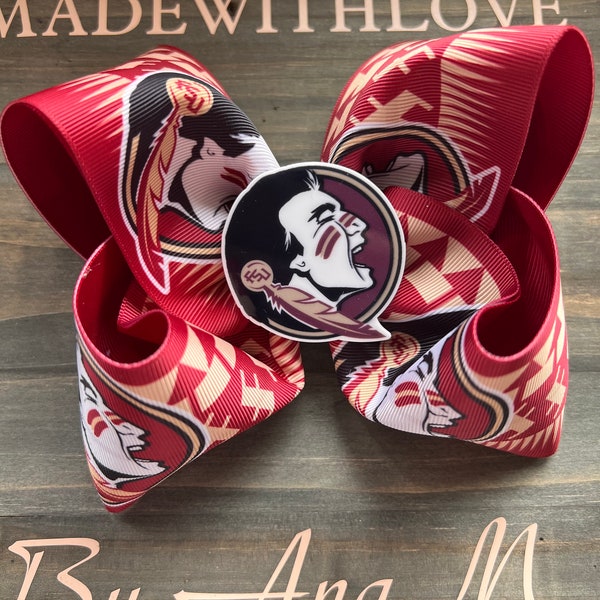 Florida State Seminoles Football Bow, Football Hair Bow, Florida Hair Bow, Large Hair Bow, Handmade Hair Bow, Girls Bow, Sports Hair Bow