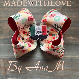 Cinco de Mayo Hair Bow: Mexican Fiesta Ribbon, Alligator Clip